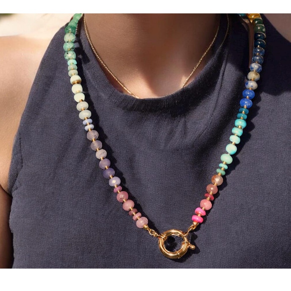 Colorful, 15” Gemstone Necklace - Picture 3 of 8